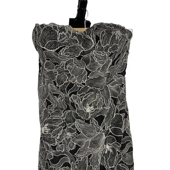 NWT Alberto Makali Strapless Mermaid Gown Dress size 2 Floral Gunmetal Maxi - Picture 4 of 9